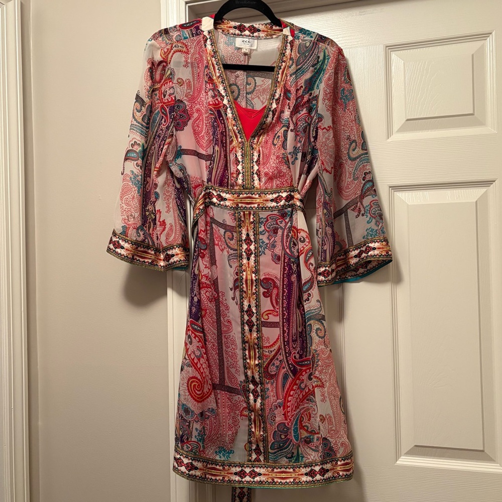 Paisley Print Sheer Dress